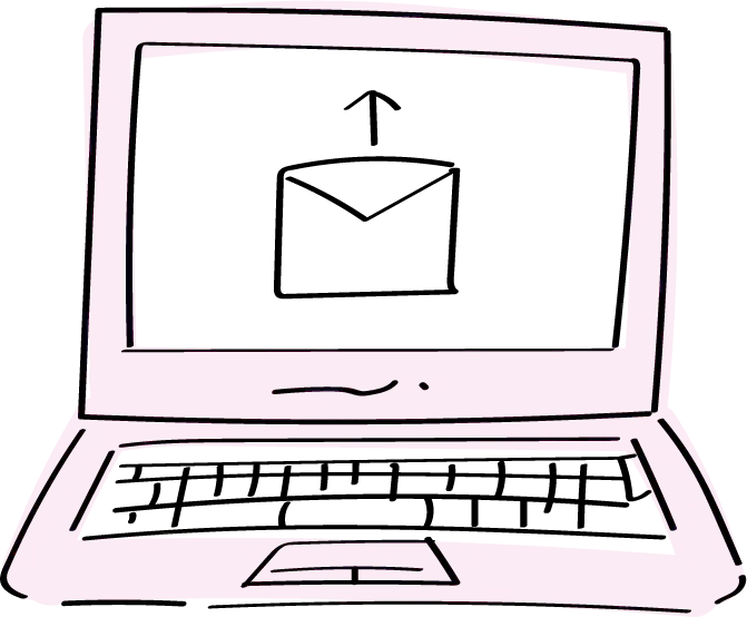 パソコンでお問い合わせを送るイラスト